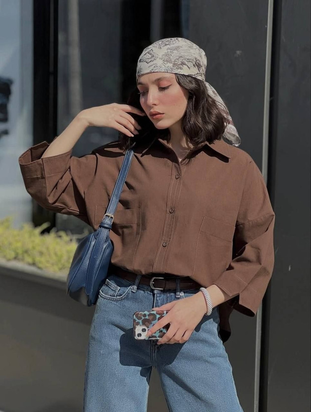 شومیز باکسی دو جیب